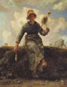 jean-francois millet The Spinner,Goat-Girl from the Auvergne (san20) oil on canvas